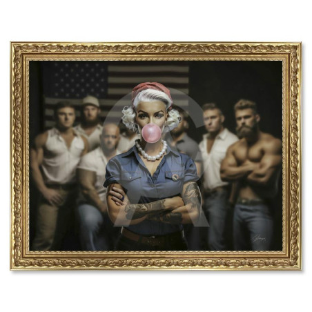 Cadre décoratif en bois avec impression en PVC vernis "Rosie" - Or - 30 x 40 - Collection Granger