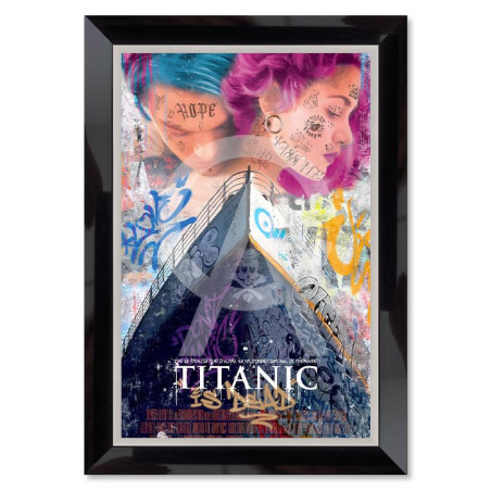 Cadre en bois avec impression en PVC vernis "Titanic" - Noir/Argent - 40 x 60 cm - Collection Romaric