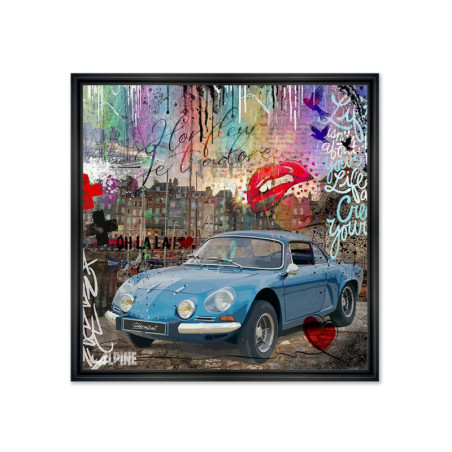 Cadre en bois avec impression en PVC vernis "Une Alpine à Honfleur" - Noir - 40 x 40 cm - Collection Rubix