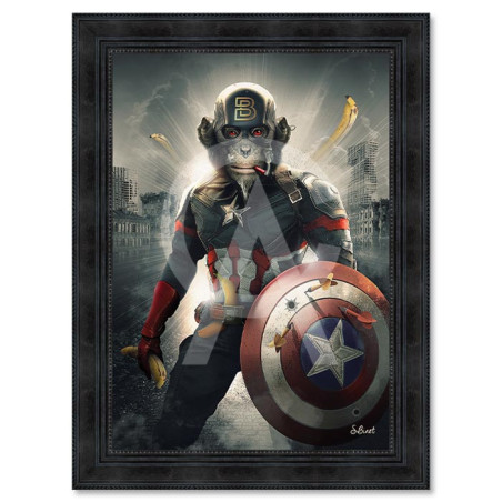 Cadre en bois avec impression en PVC vernis "Captain" - Noir - 50 x 70 cm - Collection Binet