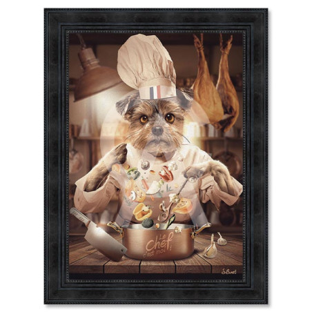 Cadre en bois avec impression en PVC vernis "C'est moi le chef" - Noir - 80 x 120 cm - Collection Binet