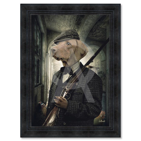 Cadre en bois avec impression en PVC vernis "Chasseur" - Noir - 80 x 120 cm - Collection Binet