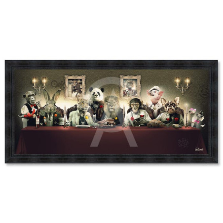 Cadre en bois avec impression en PVC vernis "Le Banquet" - Noir - 80 x 180 - Collection Binet