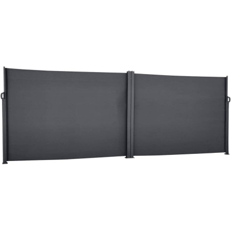 Paravent double retractable "Antao" en aluminium - Gris - L 500 x H 180 cm