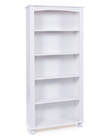 Bibliothèque en pin Anke - 5 niches - L 87 x P 30 x H 180 cm - Blanc
