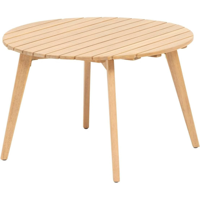 Table basse d'appoint en bois d'acacia Olvinia - Beige - D 67,3 x H 40 cm