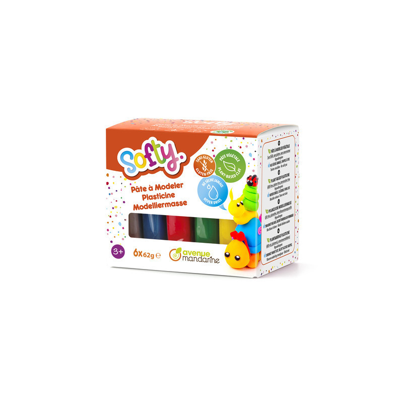 Pack de 6 pains de pâte à modeler - Multicolore - 6 x 62 gr