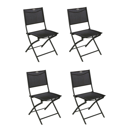 Lot de 4 chaises pliantes "Modula" en graphite et texaline - Gris anthracite - H 87 cm
