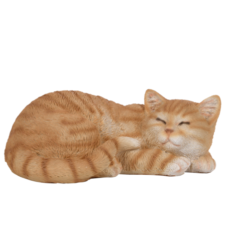 Chat décoratif en polyrésine - Orange - L 29 cm