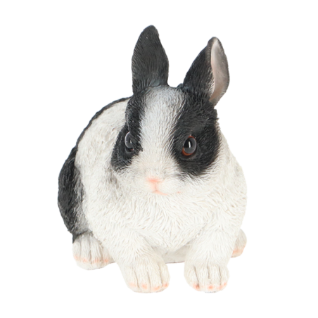 Figurine de lapin nain - Blanc/Noir - H 12,3 cm