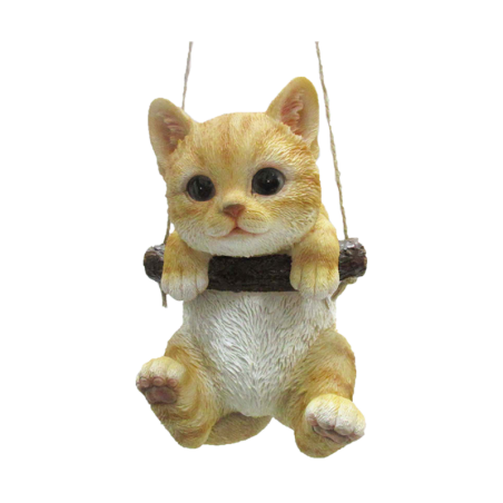 Figurine de chat à suspendre en polyrésine - Orange - H 14,9 cm