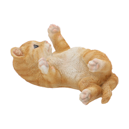 Figurine de chat jouant couché en polyrésine - Orange - L 17,7 cm