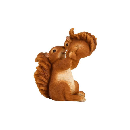 Figurine d'écureuil avec petit en polysérine - Marron - H 20,2 cm