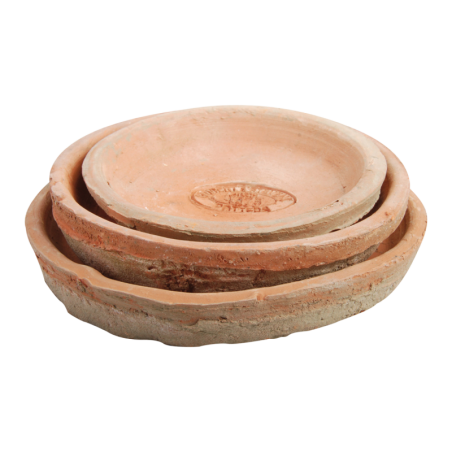 Set de 3 soucoupes rondes en terre cuite vieillie - Terracotta - D 11/12/14,5 cm