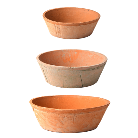 Set de 3 bols à fleurs en terre cuite vieillie - Terracotta - D 24 cm