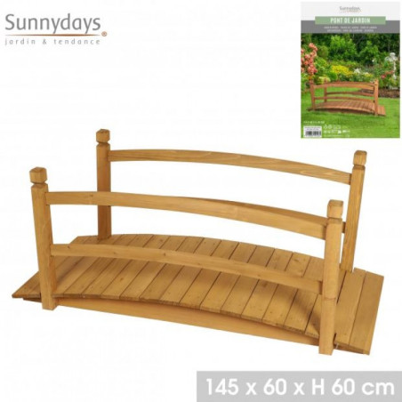 Pont en bois "Mon Jardin" - Marron - L 145 x P 60 x H 60 cm