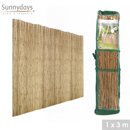 Brise vue rouleau en canisse "Mon Jardin" - Beige - H 100 x L 300 cm