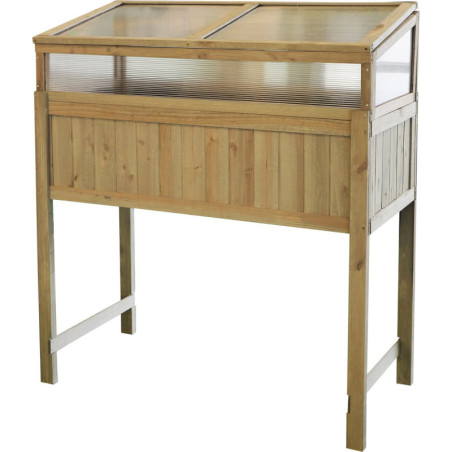 Carré potager avec serre sur pieds en bois "Mon Jardin" - Beige - L 120 x l 54 x H 120 cm