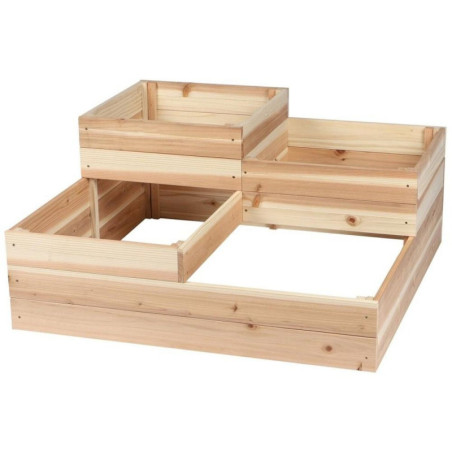 Carré potager en bois "Mon Jardin" - Beige - L 80 x l 80 x H 37,5 cm