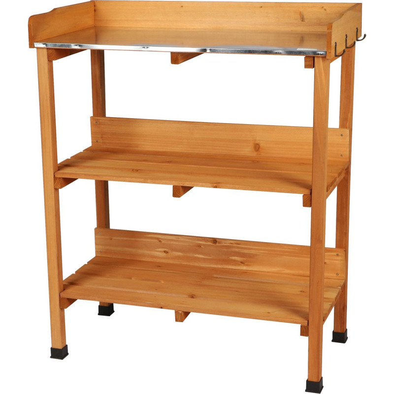 Table de rempotage en bois + 2 étagères Mon Jardin - Marron - L 77 x P 37 x H 89 cm