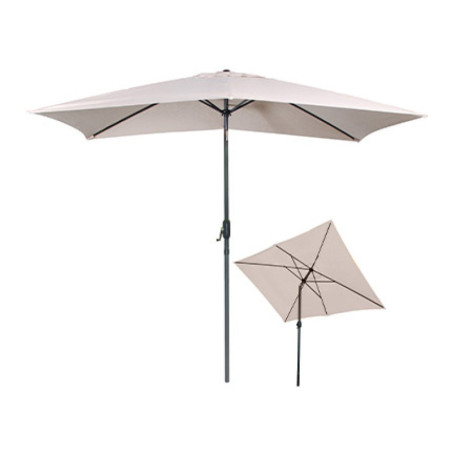Parasol droit inclinable - Beige sable - L 300 x l 200 cm