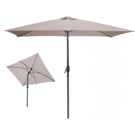 Parasol droit inclinable - Taupe - L 300 x l 200 cm