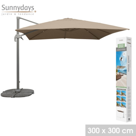 Parasol décentrer carré - Taupe - L 300 x l 300 cm