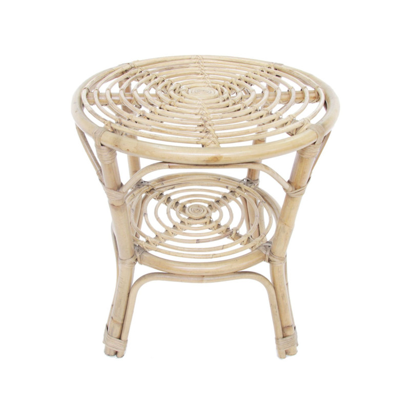Table basse en rotin Indie - Beige - D 55 x H 54 cm