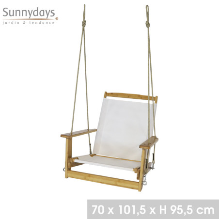 Fauteuil à suspendre avec accoudoirs en bois "Gipsy" - L 101,5 x P 70 x H 95,5 cm