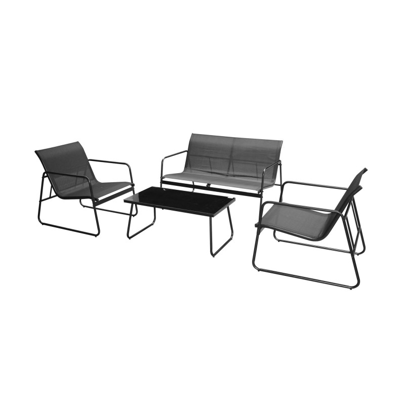 Salon de jardin 4 places Cala Rossa - Noir - l 77 x H 74 cm
