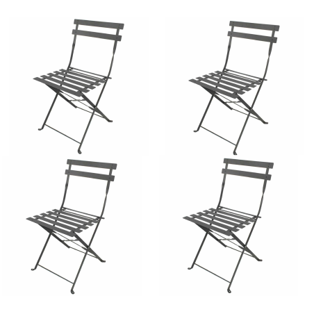 Lot de 4 chaises pliables en métal "Mistral" - Gris - H 82 cm