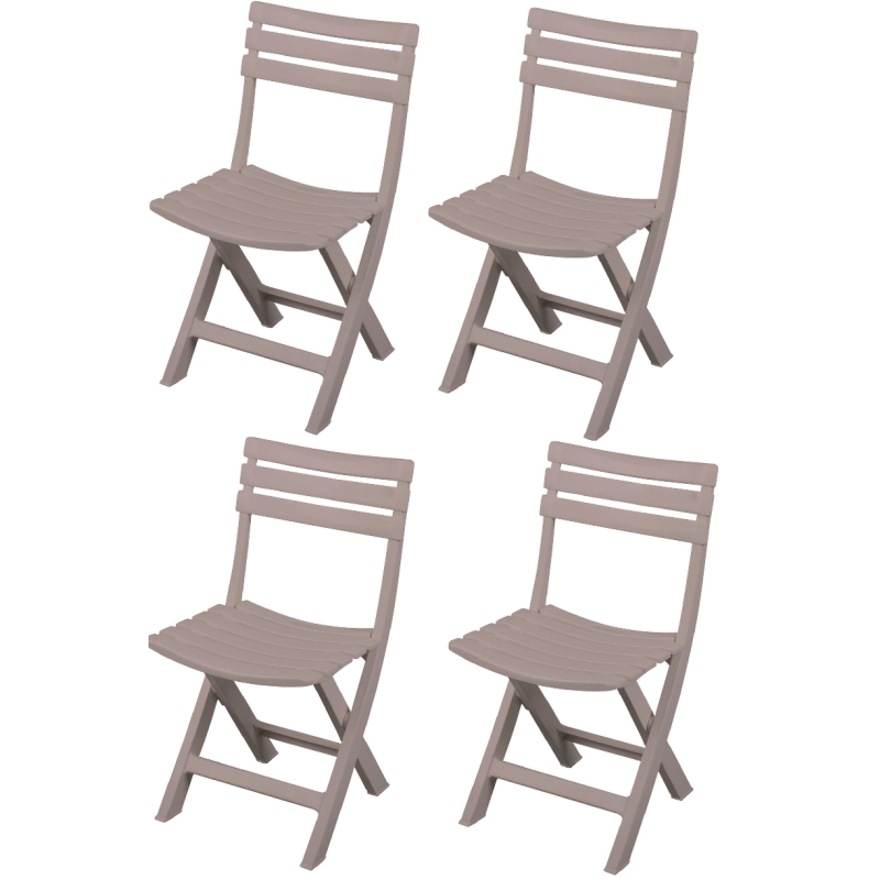 Lot de 4 chaises de jardin pliable Birki - Taupe - H 79 cm