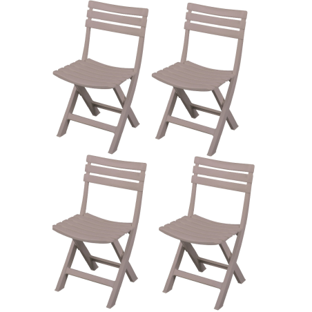 Lot de 4 chaises de jardin pliable "Birki" - Taupe - H 79 cm