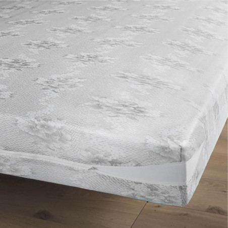 Housse rénove matelas "Rena" pour lit 2 personnes - Gris - 160 x 200 cm