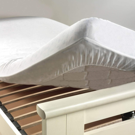 Protège matelas anti-acarien en coton pour lit 2 personnes - Blanc - 160 x 200 cm