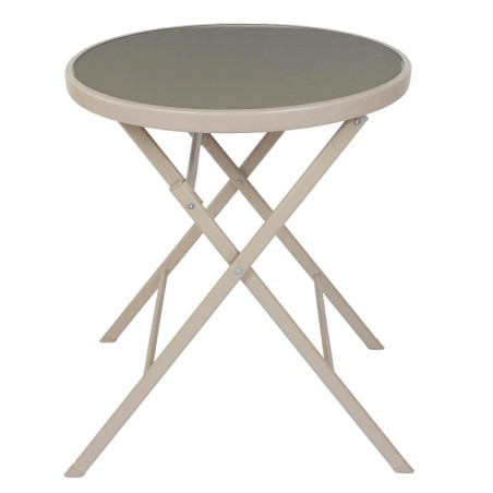 Table ronde de jardin en métal pliable "Elba" - Beige - D 60 x H 71 cm