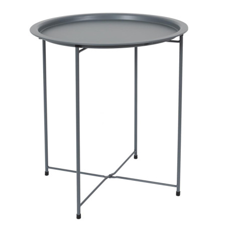 Table ronde d'appoint en métal pliable "Sienna" - Gris - D 47 x H 50 cm