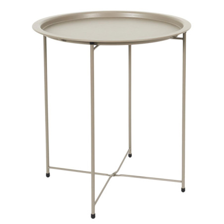 Table ronde d'appoint en métal pliable "Sienna" - Beige - D 47 x H 50 cm