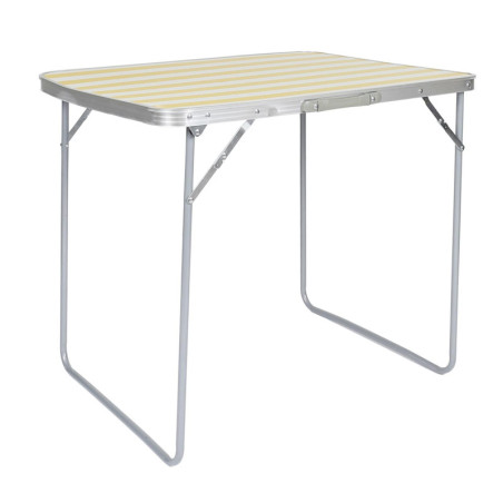 Table de camping rectangle en métal pliable - Jaune/Blanc - L 80 x H 69 x P 60 cm