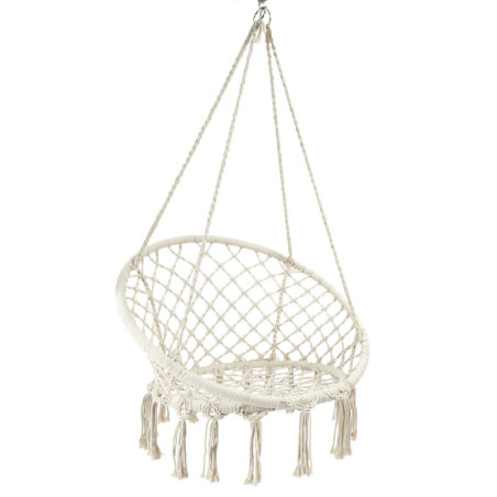 Balancelle en macramé "Terre inconnue" - Beige - L 80 x P 82 x H 120 cm