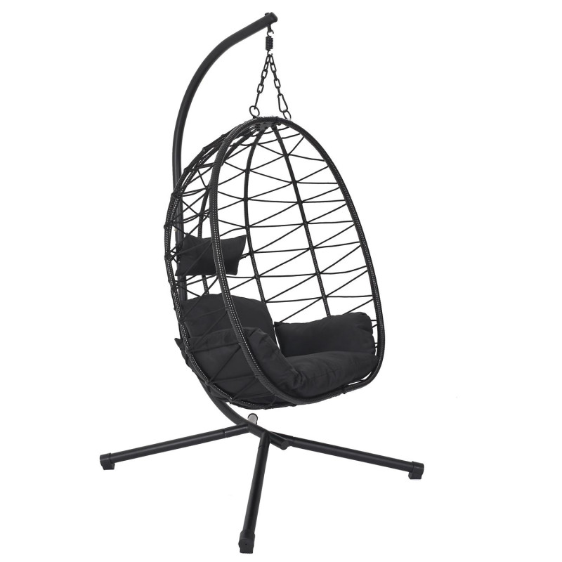 Fauteuil suspendu en métal Zandar - Noir - L 88 x P 60 x H 109 cm