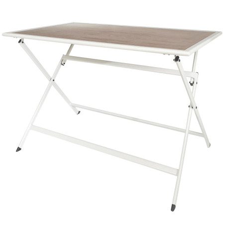 Table rectangle de jardin en métal pliable effet bois "Barcelone" - Beige - L 110 x l 70 x H 71 cm