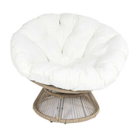 Fauteuil de jardin pivotant avec coussin "Cancun" - Beige - L 96 x P 86 x H 77 cm