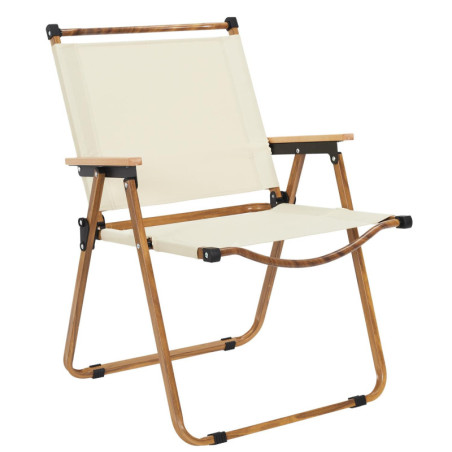 Chaise de camping pliable en métal et tissu "Mariposa" - Beige - L 55 x P63 x H 77 cm