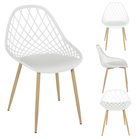 Lot de 4 chaises d'extérieur en plastique "Malaga" - Blanc - P 53,3 x H 83,4 cm
