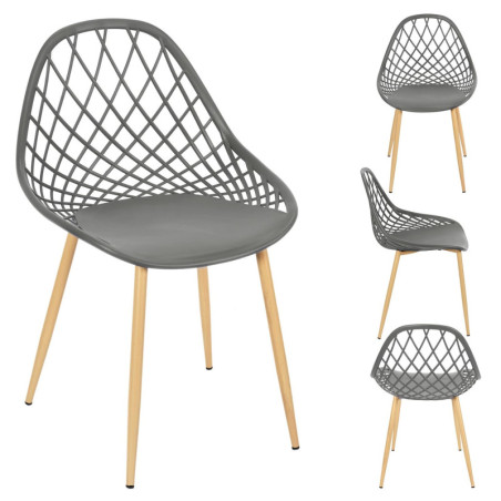 Lot de 4 chaises d'extérieur en plastique "Malaga" - Gris - P 53,3 x H 83,4 cm