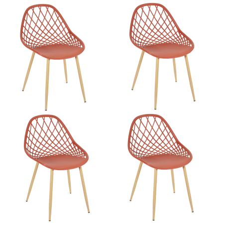 Lot de 4 chaises d'extérieur "Malaga" - Orange - L 52,3 x P 53,3 x H 83,4 cm