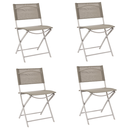 Lot de 4 chaises d'extérieur pliantes en métal "Elba" - Beige - L 46 x P 50 x H 80 cm