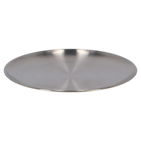 Assiette ronde en inox - Argenté - D 22,9 cm