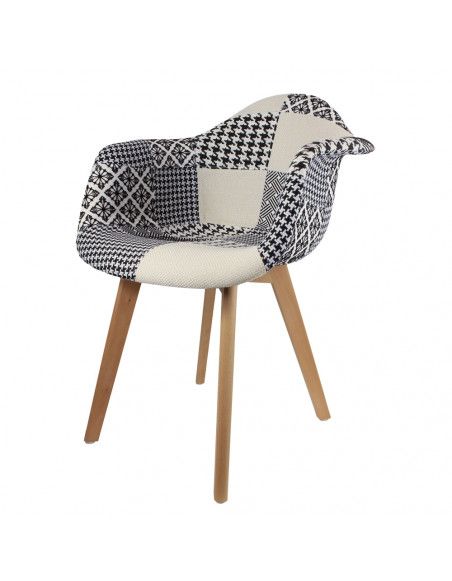 Fauteuil scandinave - Patchwork - Noir et blanc